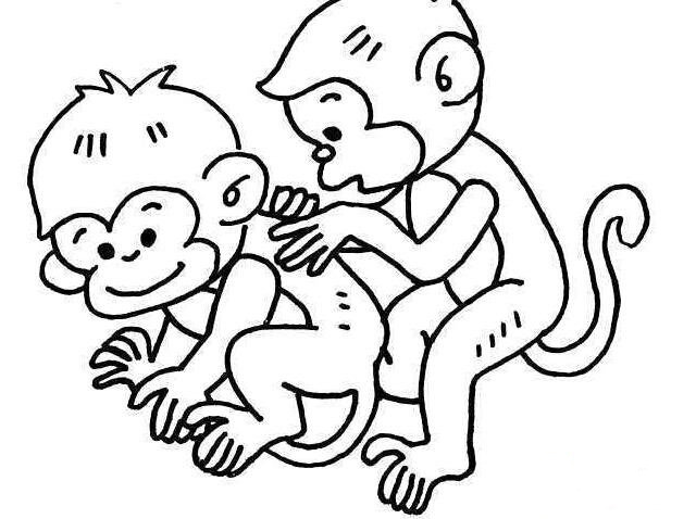 两只猴子简笔画