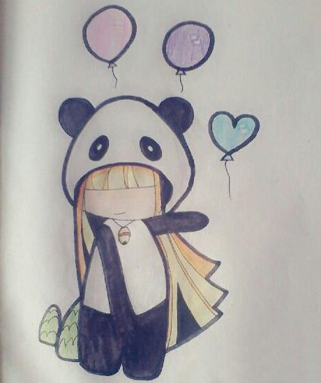 彩色小熊猫简笔画