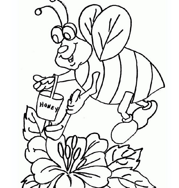小蜜蜂采蜜简笔画