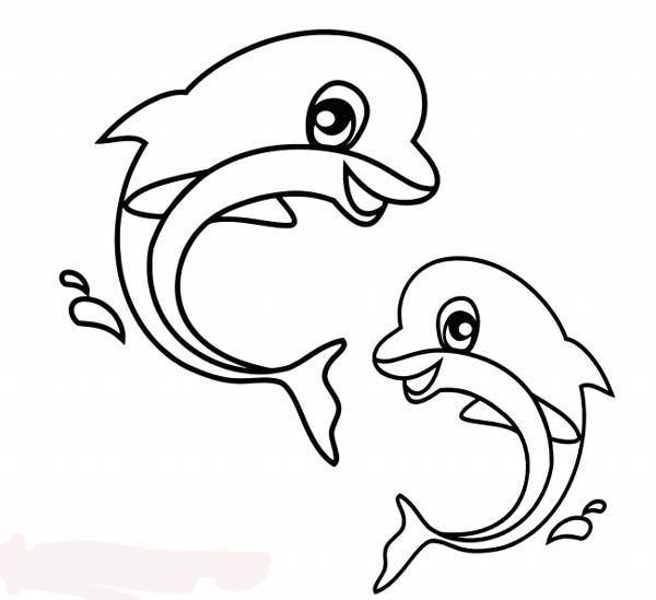 两只海豚简笔画