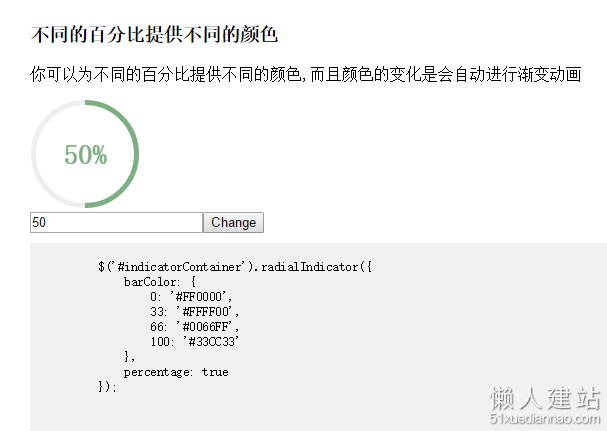 jquery圆形进度插件radialIndicator.js（可根据不同进度改变颜色）