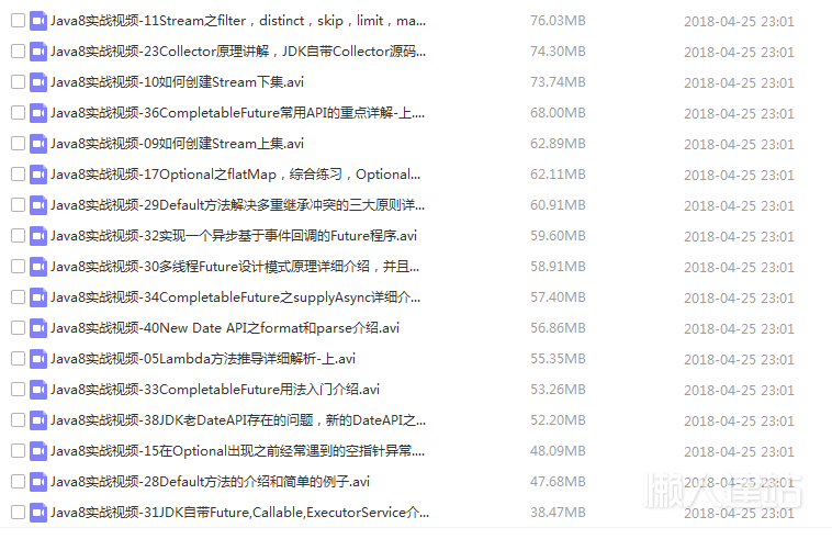 java8新特性及实战视频目录截图