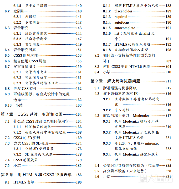 响应式Web设计教程（HTML5和CSS3实战）PDF文字版目录截图